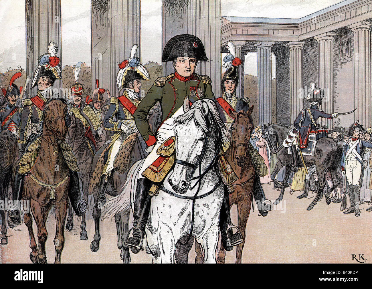 Napoleon I., 15.8.604 - 5.5.1821, Kaiser, 1804-182/1815, in Berlin, Zeichnen, von Richard Knoetel, (1857-1914), Uniform, Ereignis, Ereignisse, Stockfoto