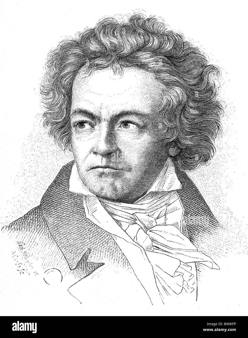 Beethoven, Ludwig van, 17.12.1770 - 26.3.1827, Deutscher Komponist, Porträt, Gravur von R. Reyher, Jahrhundert, Artist's Urheberrecht nicht gelöscht werden Stockfoto