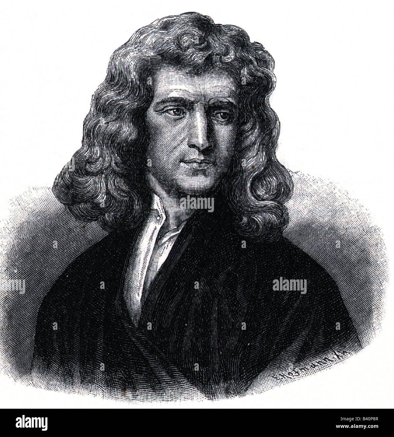 Newton, Isaac Sir, 5.1.1643 - 31.3.1727, britischer Physiker, Porträt, Gravur, 19. Jahrhundert, Stockfoto