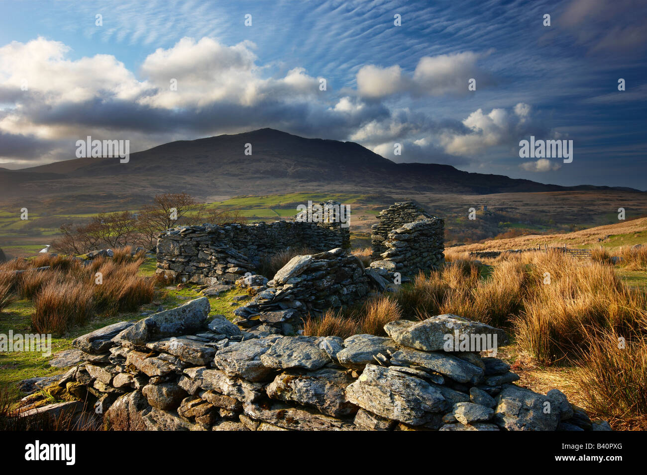 Das Glyn Lledr in der Nähe von Dolwyddelan mit Moel Siabod über Snowdonia National Park, North Wales, UK Stockfoto