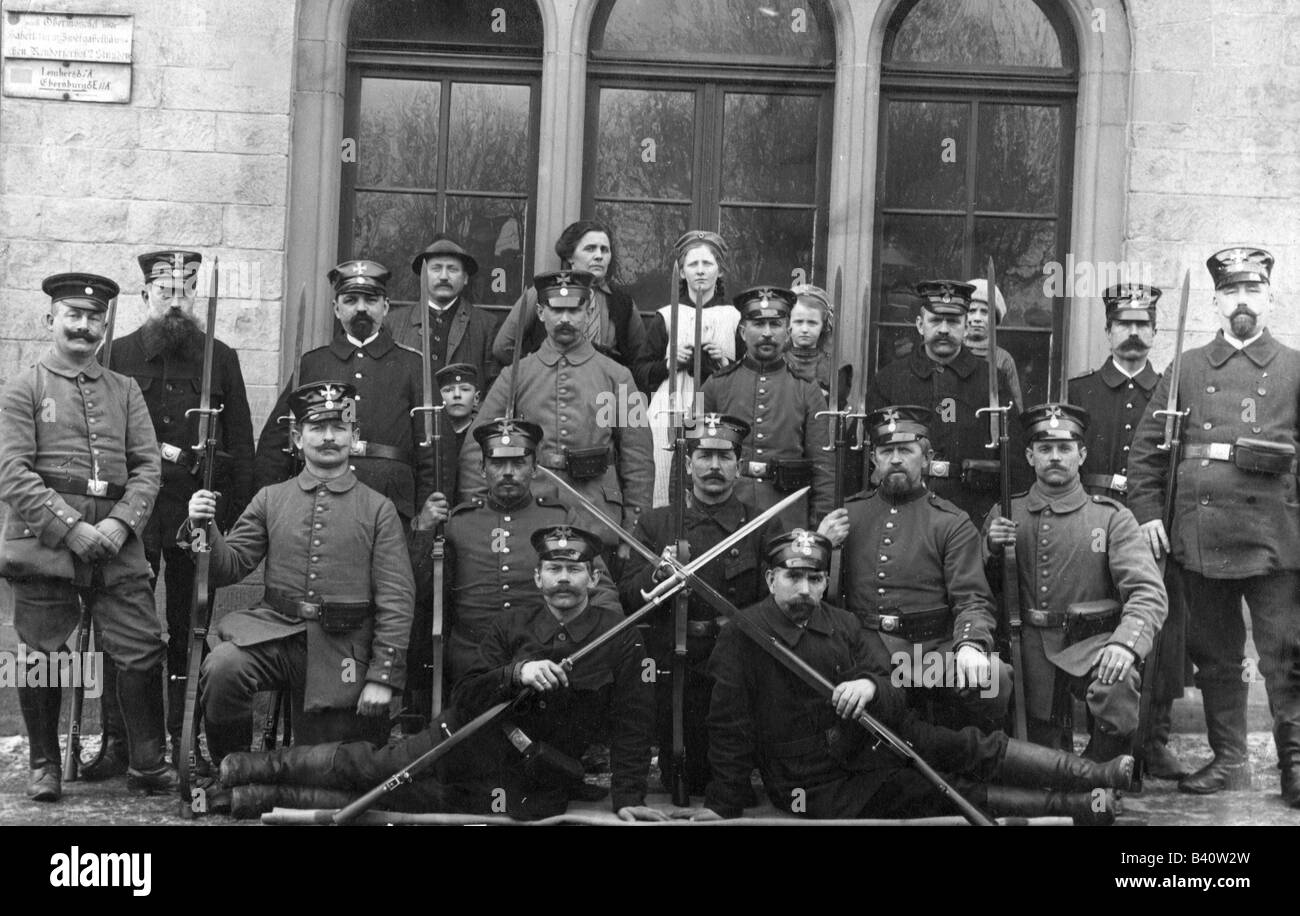 Militär, Deutschland, Territorialarmee, Mitglieder der preussischen Landwehr, Postkarte, Eckhardt, Bad Münster am Stein, 1914, Stockfoto
