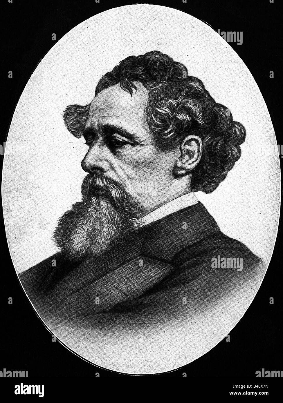 Dickens, Charles, 7.2.1812 - 9.7.1870, britischer Autor/Schriftsteller, Porträt, Profil, 19. Jahrhundert, Stockfoto