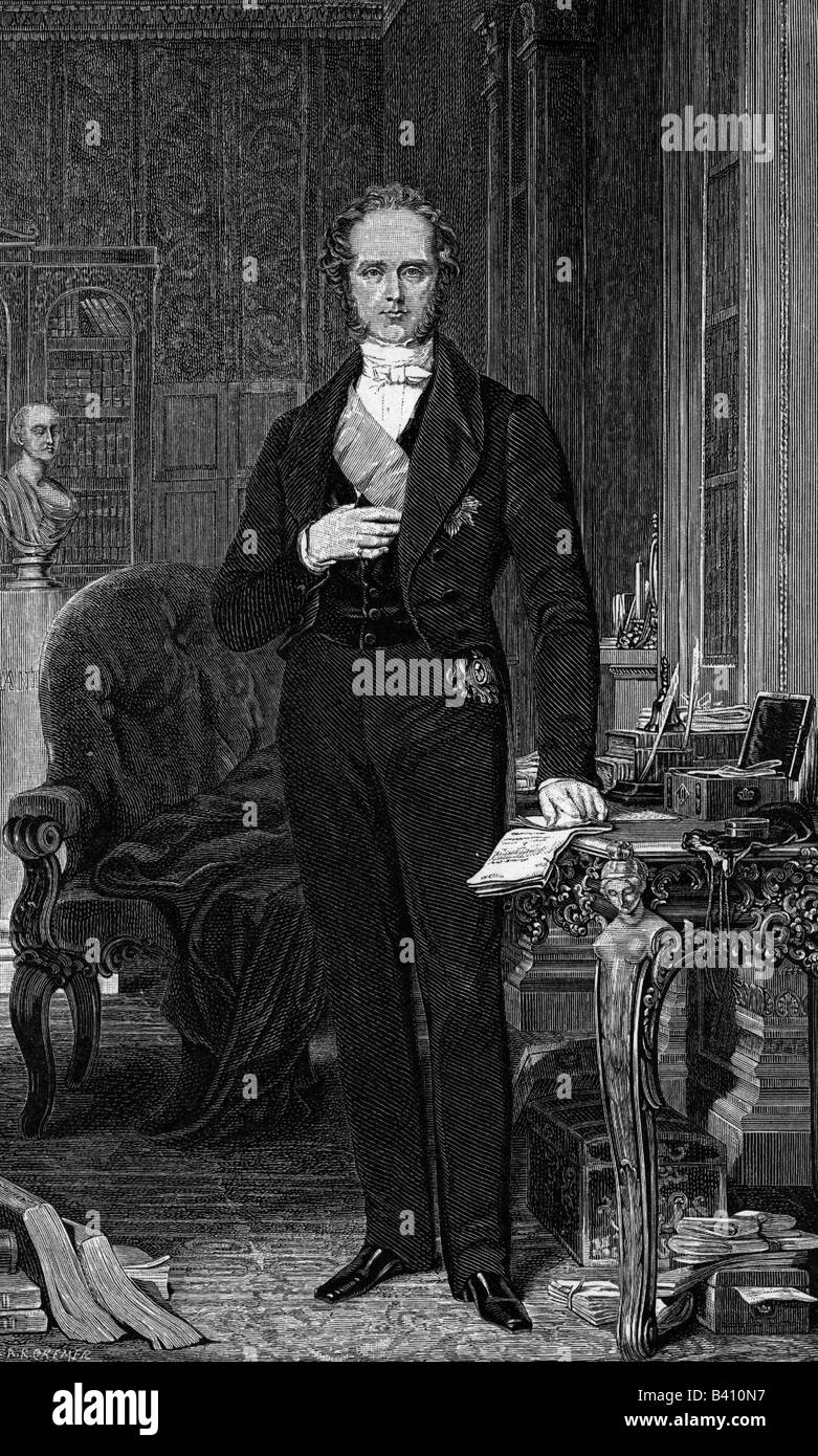 Palmerston, Henry John Temple 3rd Viscount, 20.10.1784 - 18.10.1865, britischer Politiker, volle Länge, Gravur von Samuel Cousins, nach dem Gemälde von John Partridge, Stockfoto