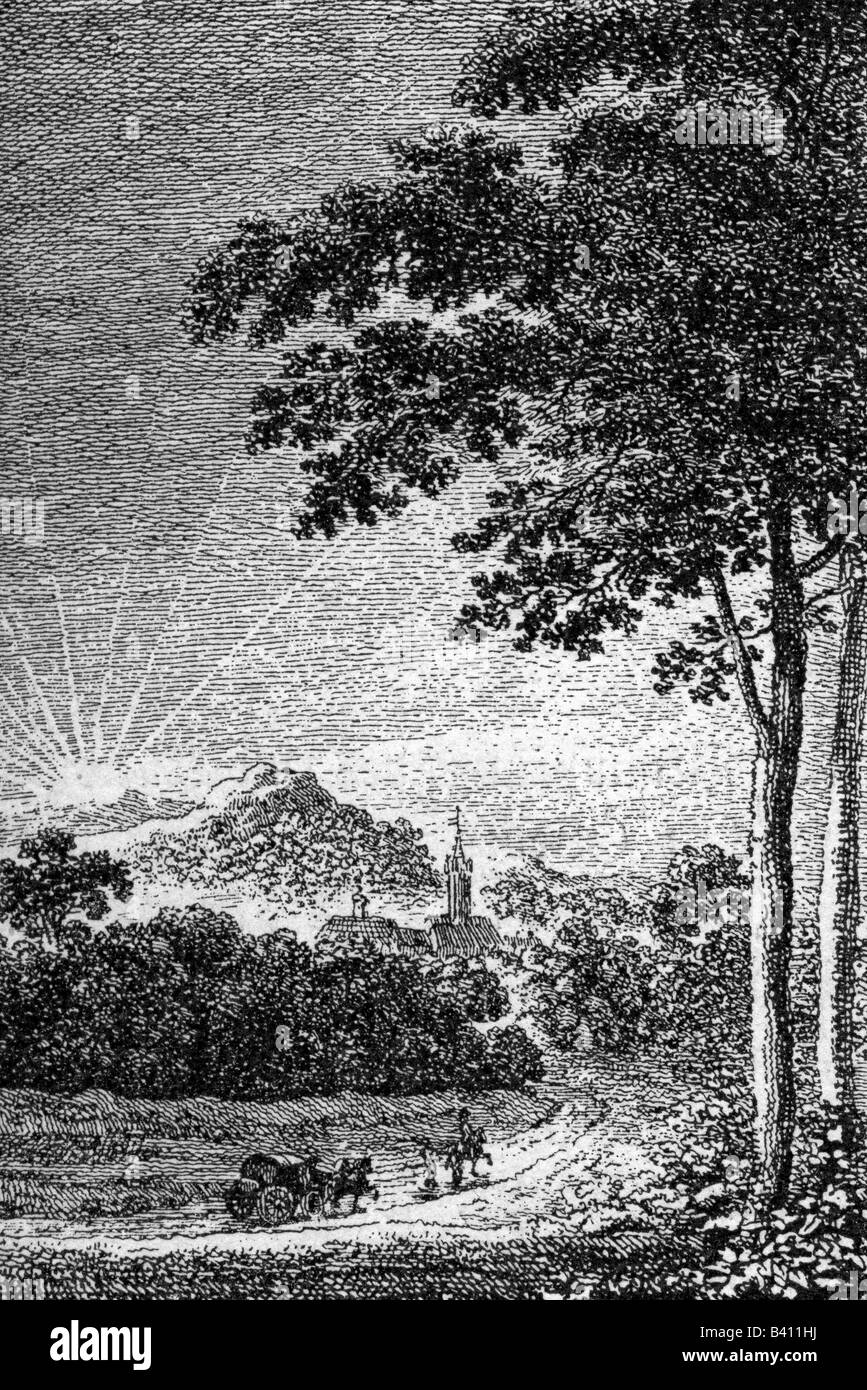 Allegorien, "Enlightment", Radierung von Daniel Chodowiecki (1726 - 1801), Stockfoto