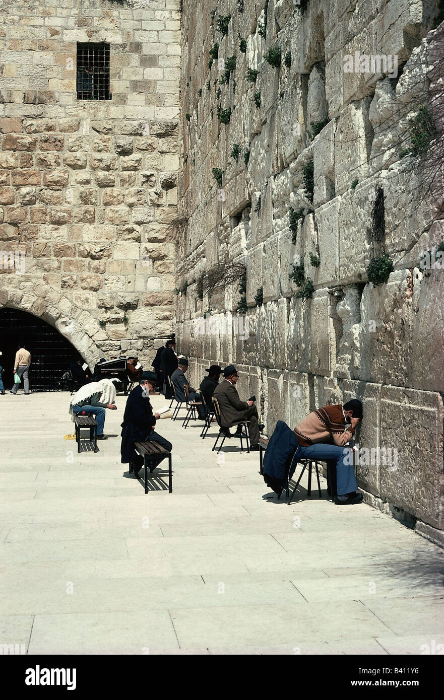 Geografie/Reise, Israel, Jerusalem, Klagemauer, religiöse Juden, Männerteil, Stockfoto