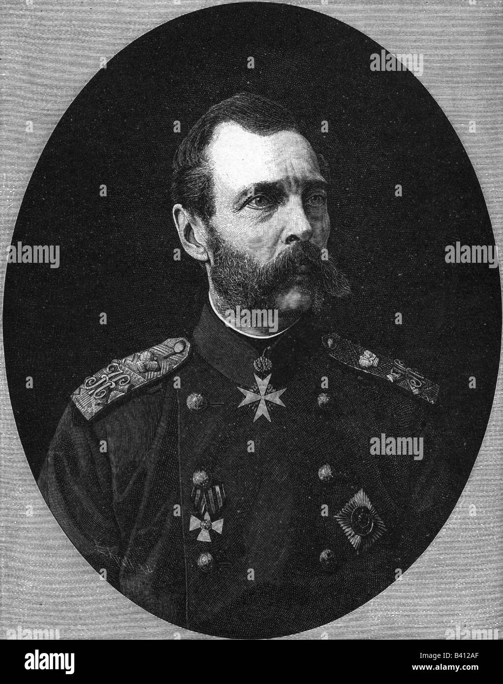 Alexander II. Nikolaevich, 29.4.186 - 13.3.1881, Kaiser von Russland 18.2.1855 - 13.3.1881, Porträt, Holzgravur, 19. Jahrhundert, Stockfoto