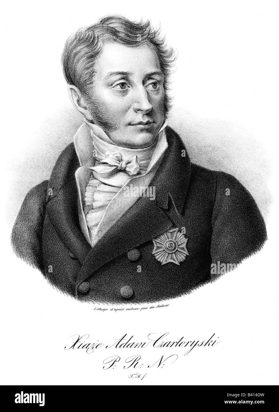 Czartoryski, Adam Jerzy, 14.1.1770 - 15.7.1861, polnischer Politiker, Porträt, Gravur von Antoni, 19. Jahrhundert, Stockfoto