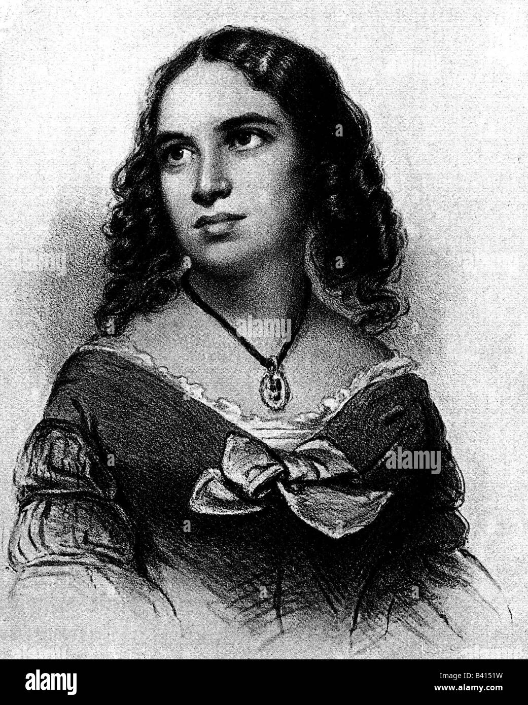 Hensel, Fanny, 1805 - 1847, deutscher Musiker, (Geburtsname: Menssohn), Porträt, lithograph, Stockfoto