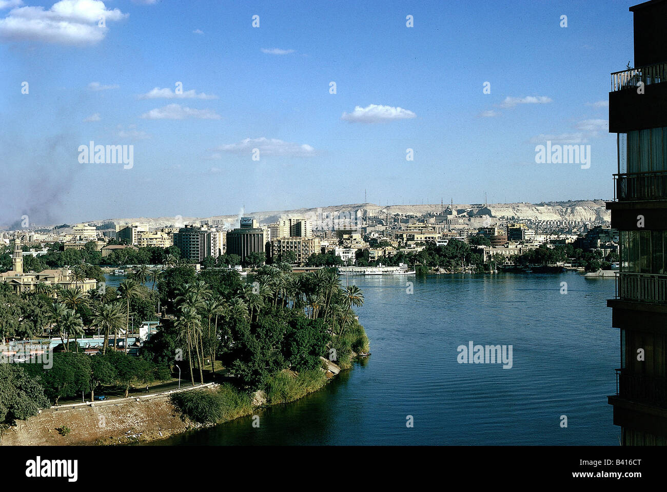 Geographie/Reise, Ägypten, Kairo, Stadtansicht, Stadtbild, Nil, Palmeninsel, Stockfoto