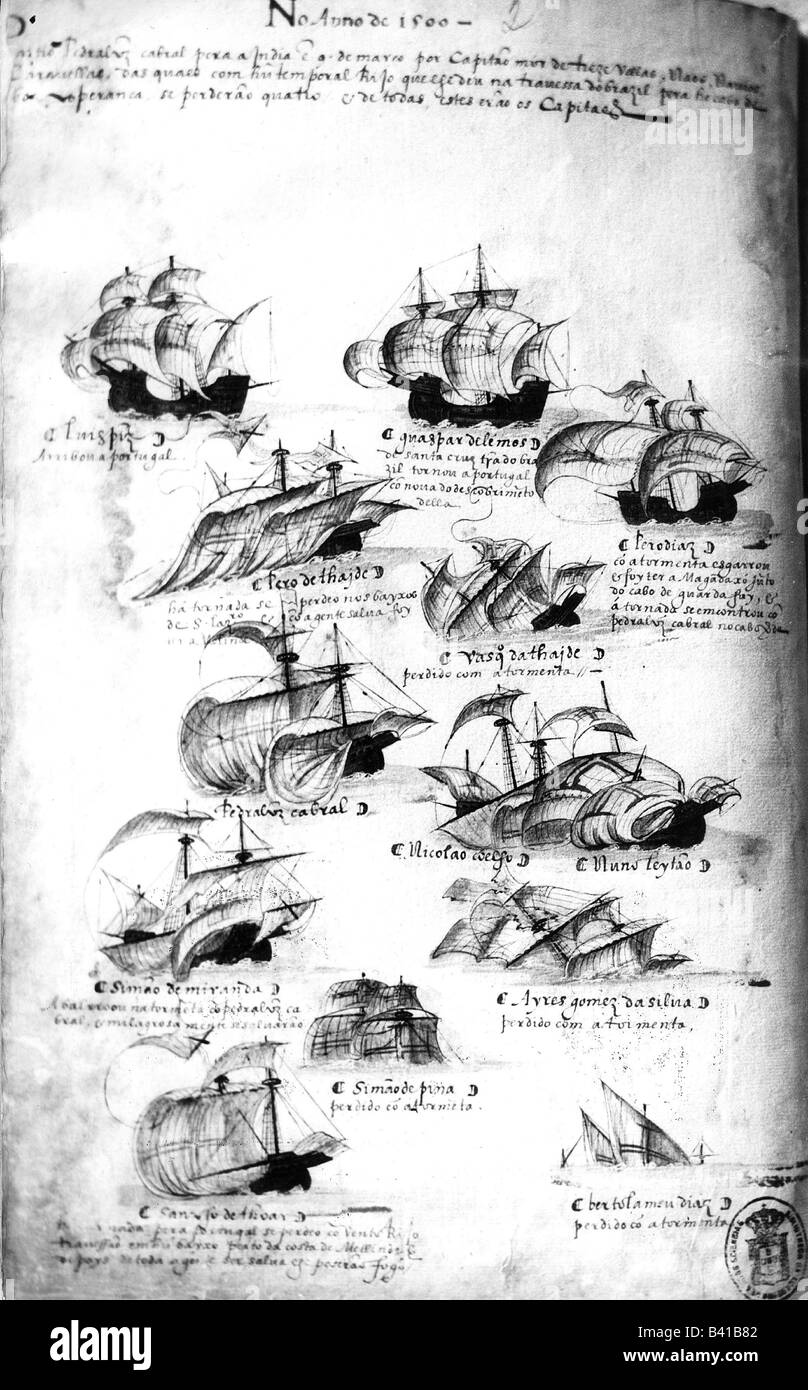 Cabral, Pedro Alvarez, ca. 1468 - ca. 1526, Portuguese Seefahrer und Entdecker, Hies Fleet, 'Livros das Armadas', 16. Jahrhundert, Stockfoto