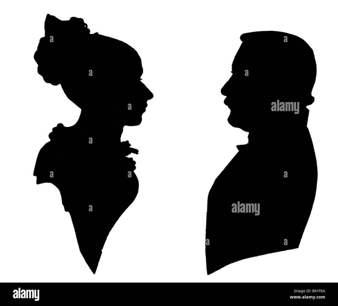 Fontane, Theodor, 30.12.1819 - 20.9.1898, deutscher Autor/Schriftsteller, Dichter, Silhouette seiner Eltern Emilie und Louis, Stockfoto