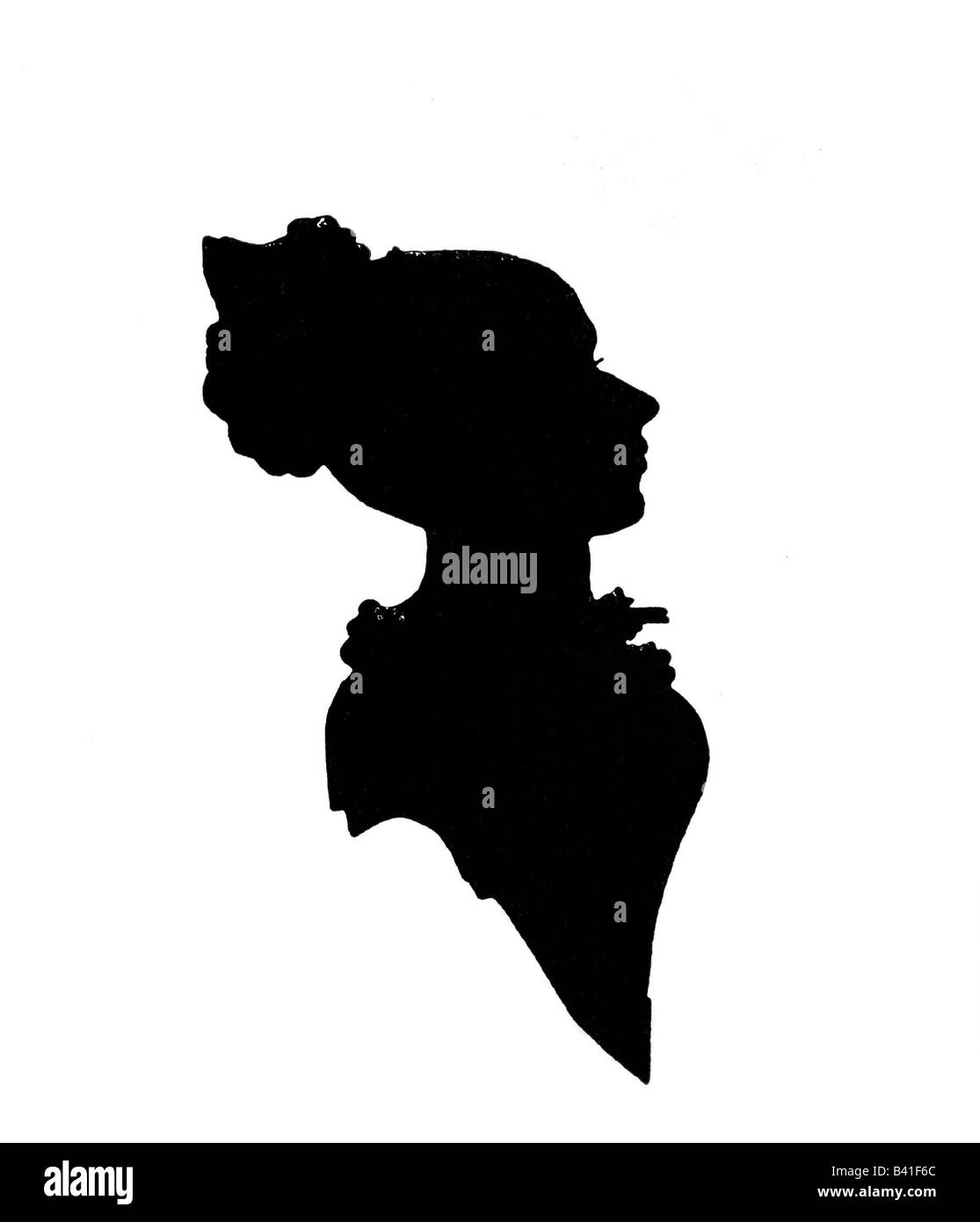 Fontane, Theodor, 30.12.1819 - 20.9.1898, deutscher Autor / Schriftsteller, Dichter, Silhouette seiner Mutter Emilie, Stockfoto