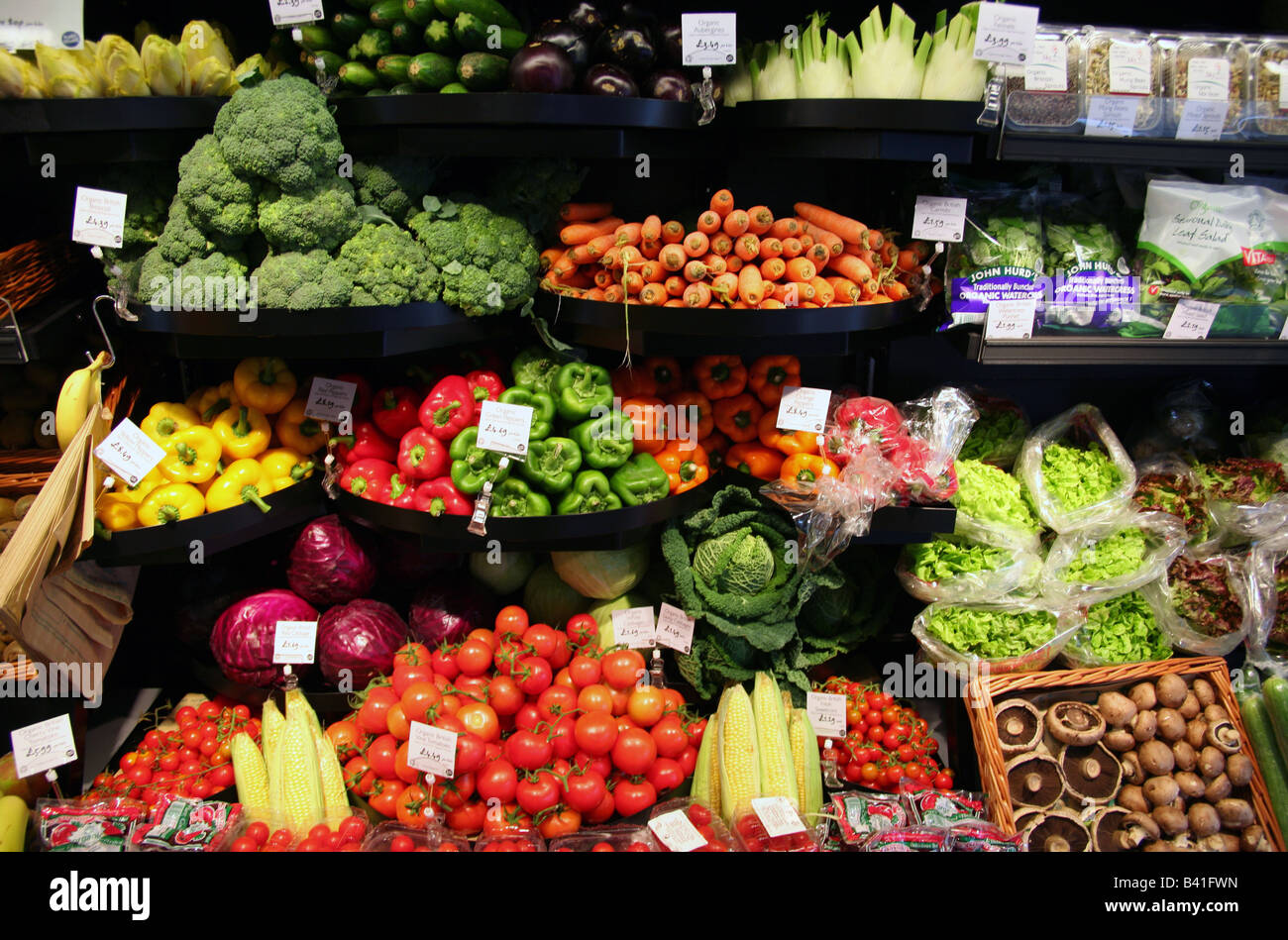 Bio-Gemüse in Bio Planet angezeigt shop Islington-London Stockfoto