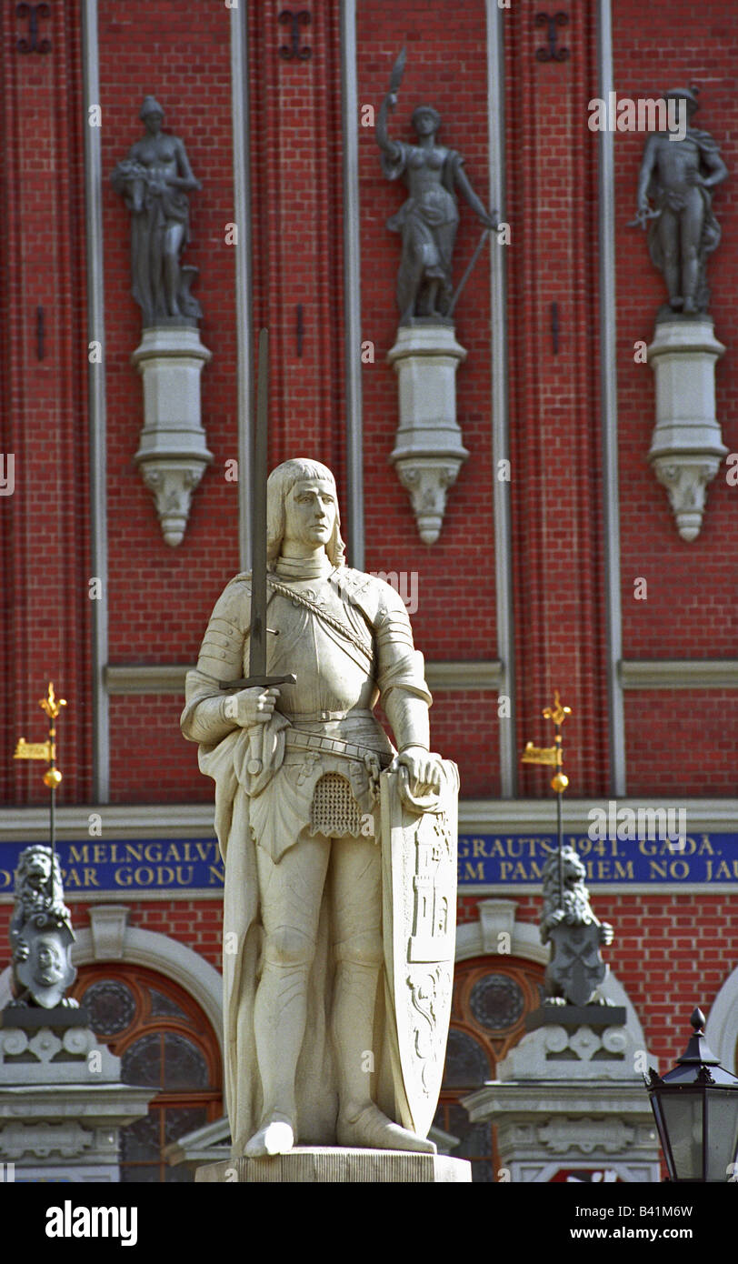 Roland-Statue vor dem Haus der Schwarzhäupter, Riga, Lettland Stockfoto