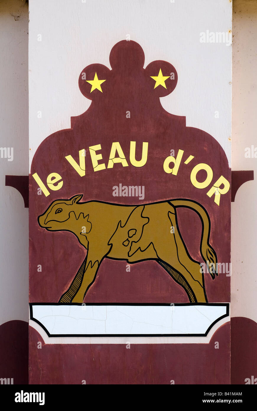 "Le Veau d ' or" Metzgerei Ladenschild, Sainte-Maure-de-Touraine, Frankreich. Stockfoto