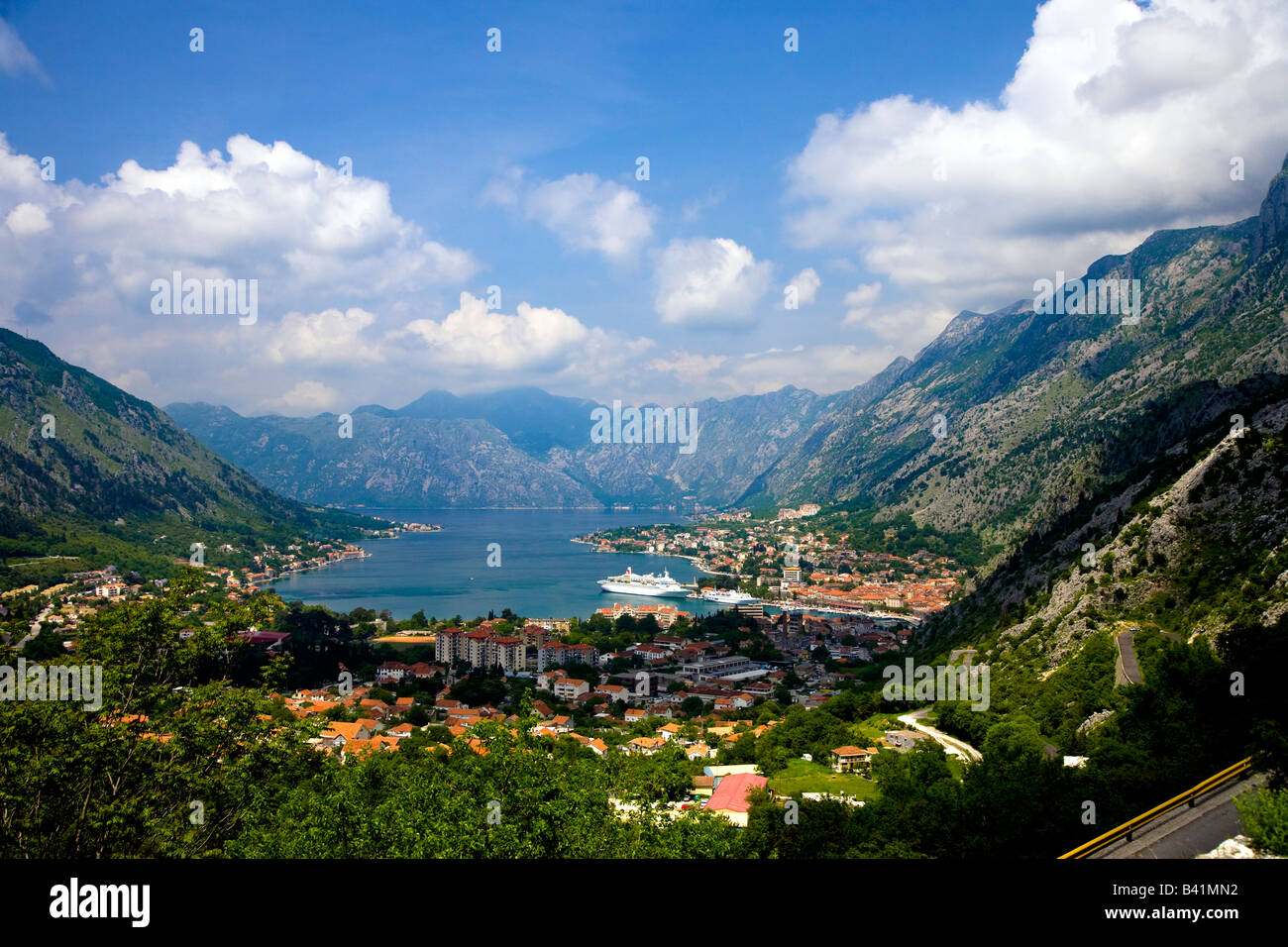 Kotor Bucht von Kotor Montenegro Europa NESCO Weltkulturerbe Stockfoto