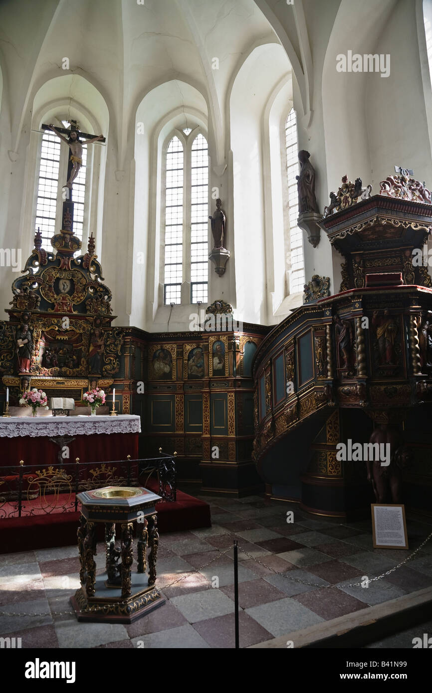 Innenraum der Kapelle (Klosterkirke) Schloss Gavnø, Seeland, Dänemark Stockfoto