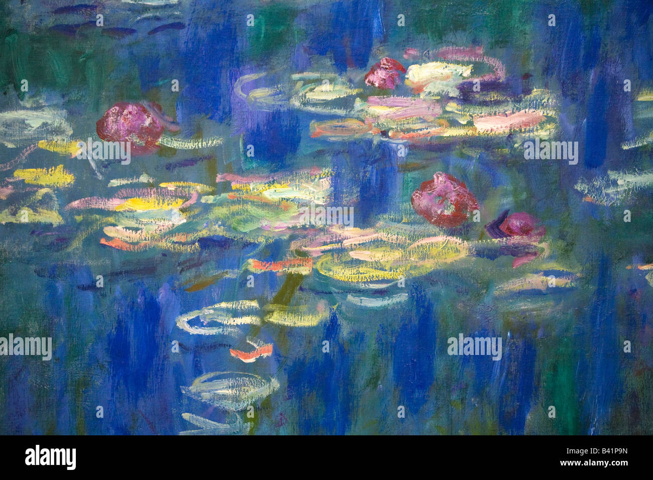 Detail der Seerose Nympheas Serie gemalt von Claude Monet im Musee de l ' Orangerie Tuileries Paris Frankreich Europa Stockfoto
