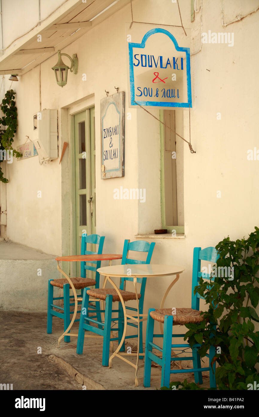 Taverna Piso Livadi Paros Kykladen Insel Griechenland Stockfoto