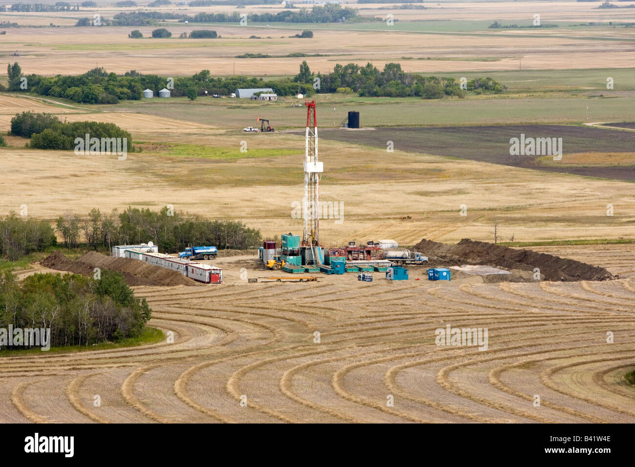 Ölfeld, Pumjack, Saskatchewan, Kanada Stockfoto