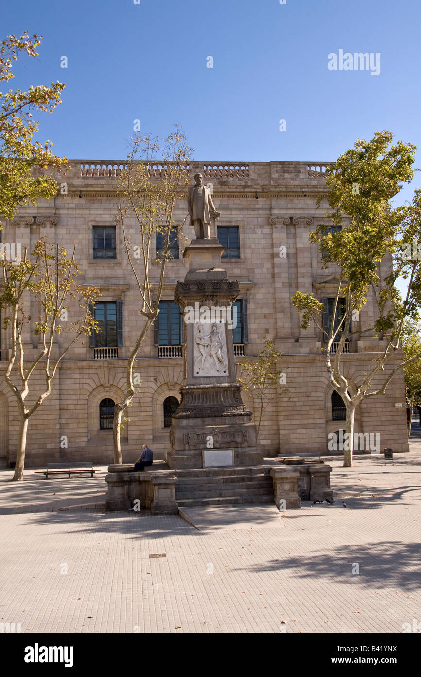 Statue von Antonio Lopez y Lopez 1st Marquis von Comillas in Barcelona Spanien Stockfoto