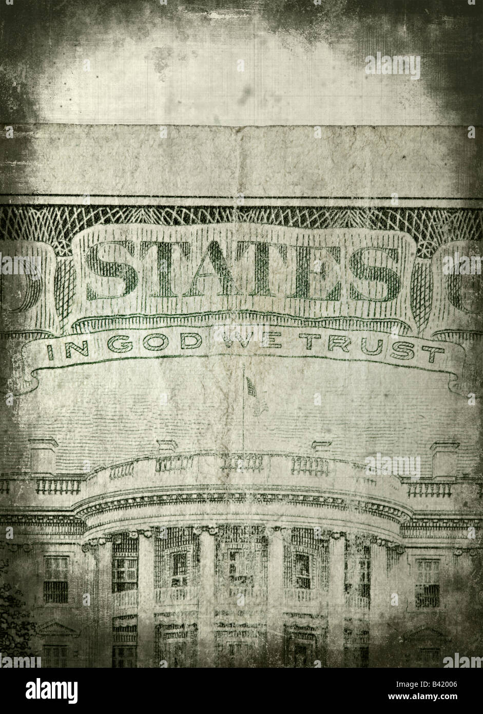 In Gott, dem wir Vertrauen - Detail der U S Dollarschein Stockfoto
