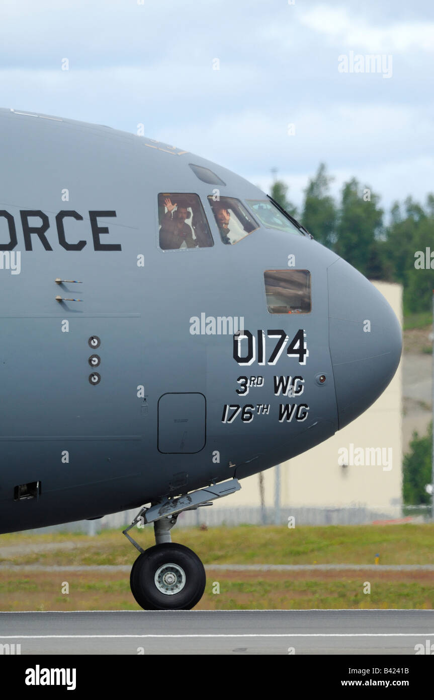 Boeing c-17 Globemaster III militärische Transportflugzeug, Elmendorf Air Force base, Anchorage, Alaska, Usa Stockfoto