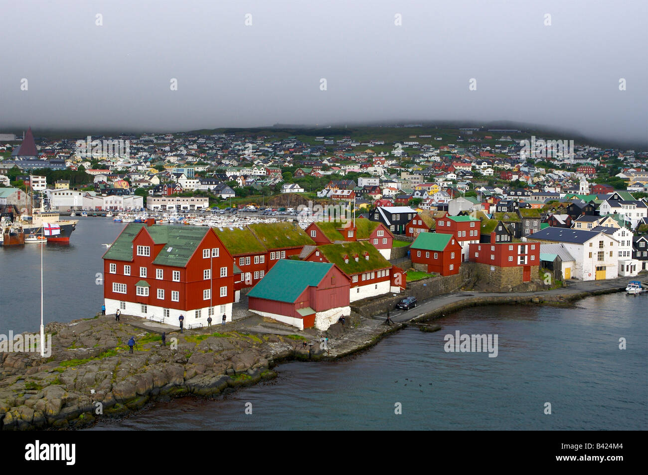 Ankunft in Tórshavn, Färöer Insel Stockfoto