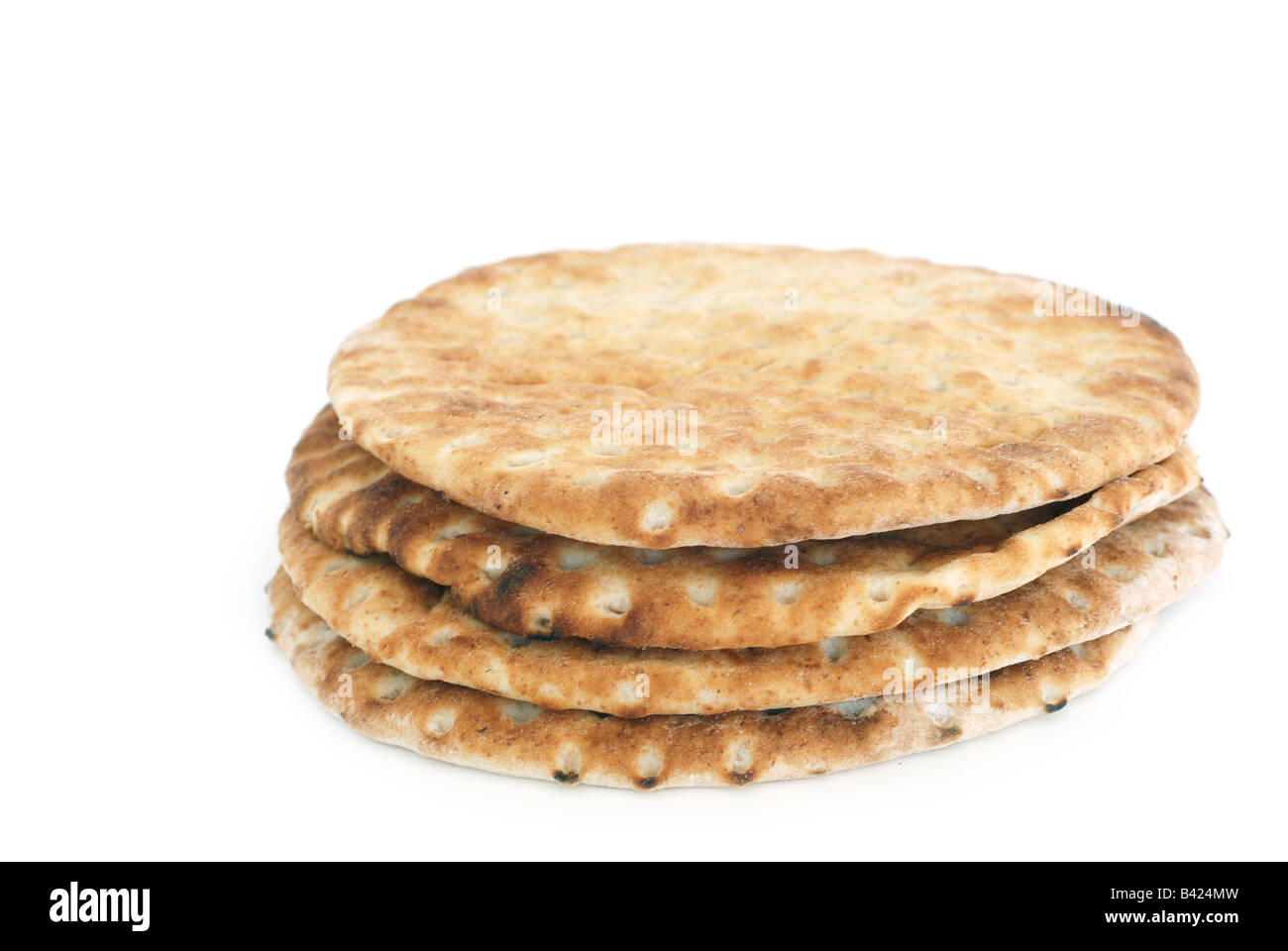 Pita-Brot, isoliert auf weiss Stockfoto