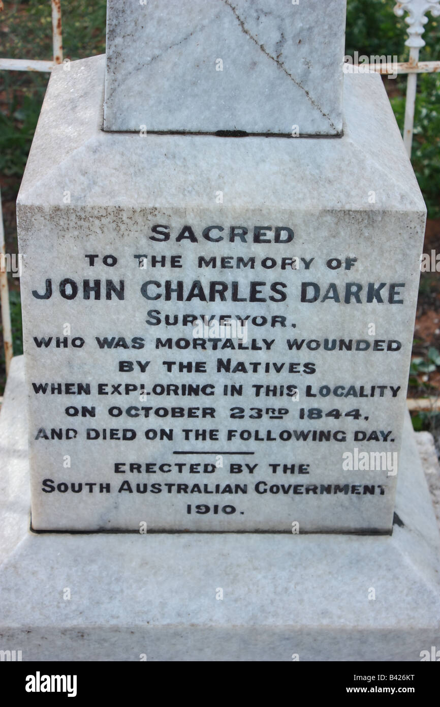 Grabstätte für frühen australischen Pionier Joh Charles Darke an Darke Peake Eyre-Halbinsel Stockfoto
