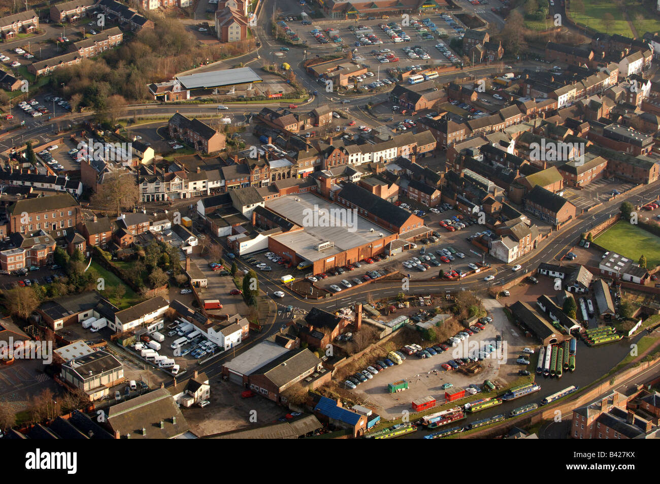 Eine Luftaufnahme des Steins in Staffordshire England Stockfoto