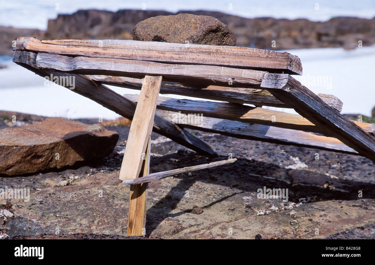 Alte Tier Falle für Polarfüchsen in Svalbard Stockfoto