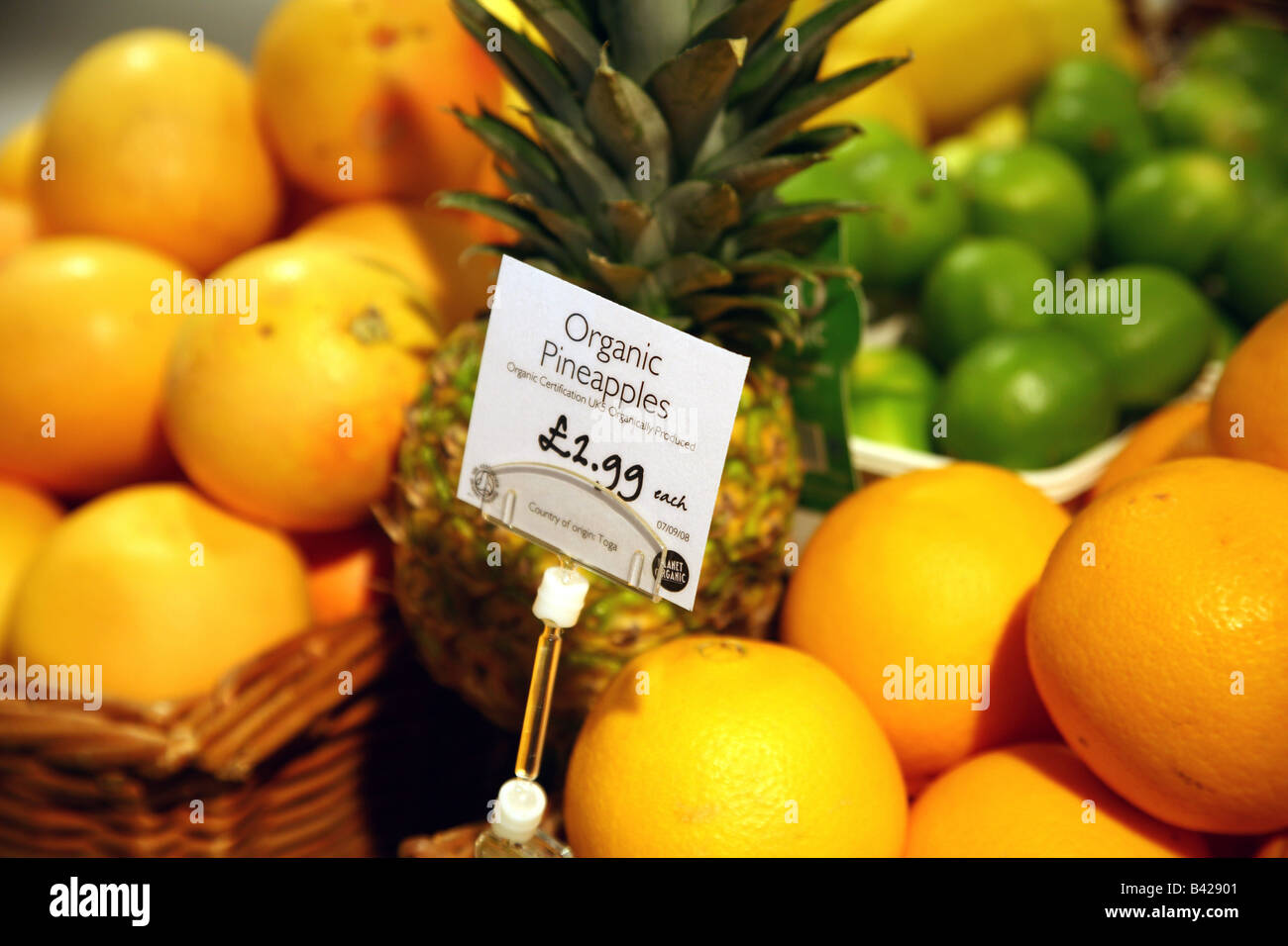 Bio-Obst in Bio Planet angezeigt shop Islington-London Stockfoto