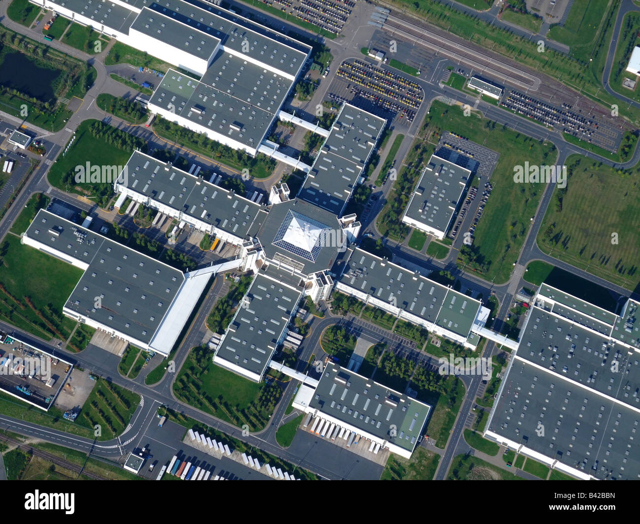 Luftaufnahme der Fabrik von der berühmten Kleinwagen SMART in Hambach - Lothringen - Frankreich - Europa Stockfoto