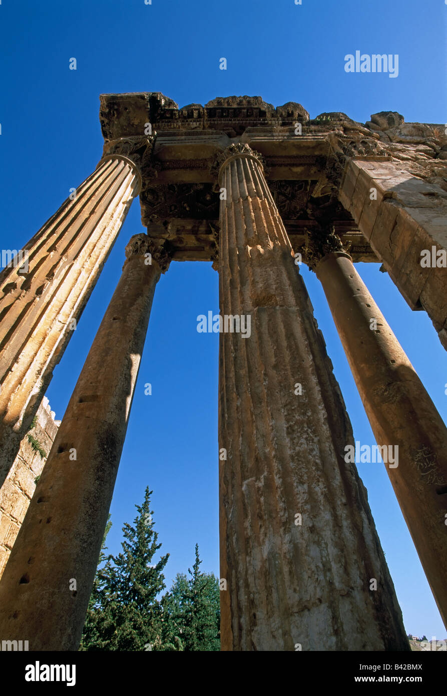 Naher Osten, Libanon, Bekaa-Tal, Baalbek, Baalbeks römischen Tempel des Bacchus Stockfoto