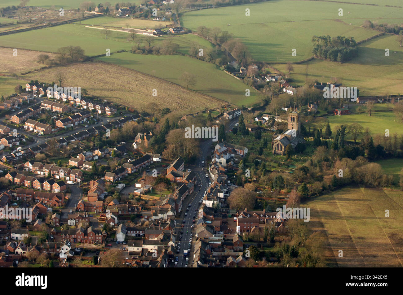 Eine Luftaufnahme des Eccleshall in Staffordshire England Stockfoto