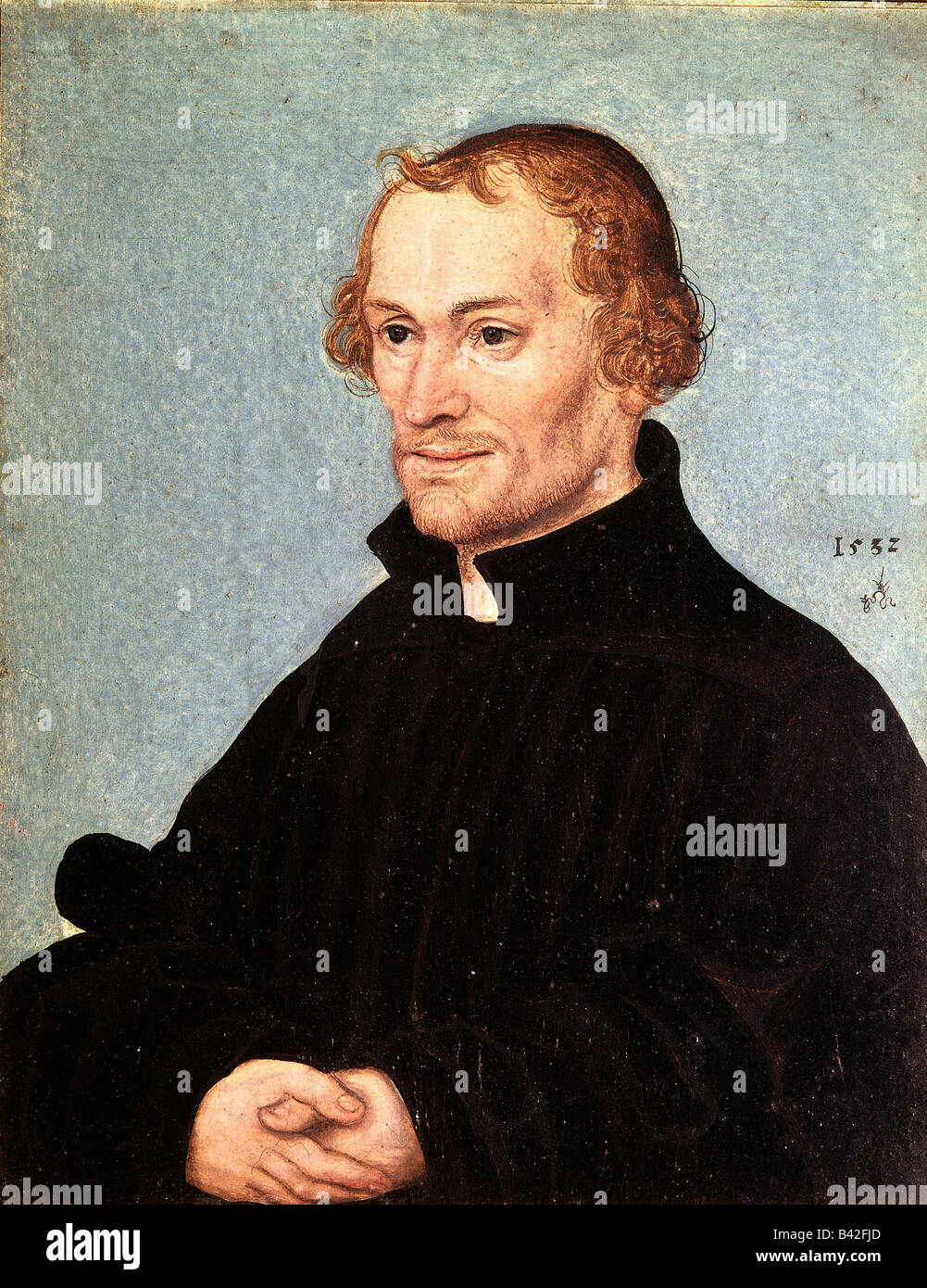 Melanchthon, Philipp, 16.2.1497 - 19.4.1560, deutscher Theologe, Reformator, Porträt, Gemälde von Lucas Cranach dem älteren 1532, Museum regensburg, Deutschland, historisch, Reformation, protestantismus, Renaissance, Bildende Kunst, christenheit, Mann, Männer, männlich, 16. Jahrhundert, Menschen, Stockfoto