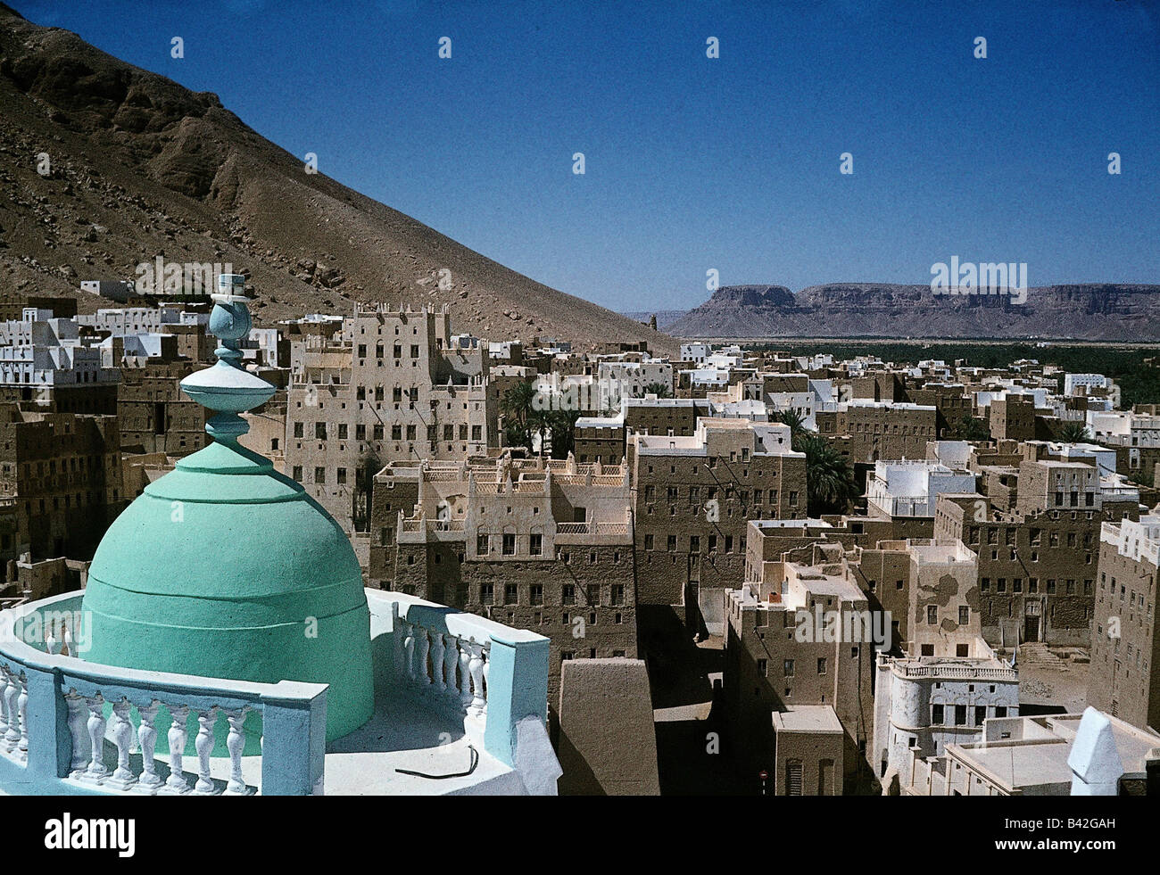 Geographie/Reise, Jemen, Saiun, Stadtansicht, Stadtbild, Blick vom Sultanspalast, 1978, Stockfoto