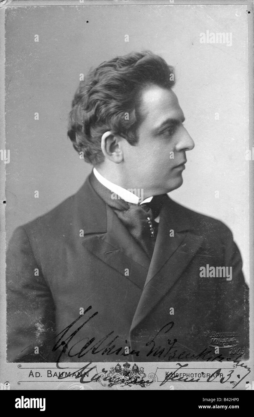 Lützenkirchen, Mathieu, deutscher Schauspieler, Porträt, Seitenansicht, Foto von Adolf Baumann, München, mit Autograph, Juni 1903, Mode, Deutschland, 20. Jahrhundert, Lutzenkirchen, Luetzenkirchen, Stockfoto