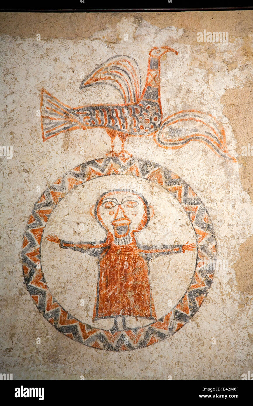 Frühe Fresko Bilder von Jesus im Kreis im Museum in Solsona, Cataluna, Spanien, Museu Diocesà Comarcal mit romanischen Stockfoto