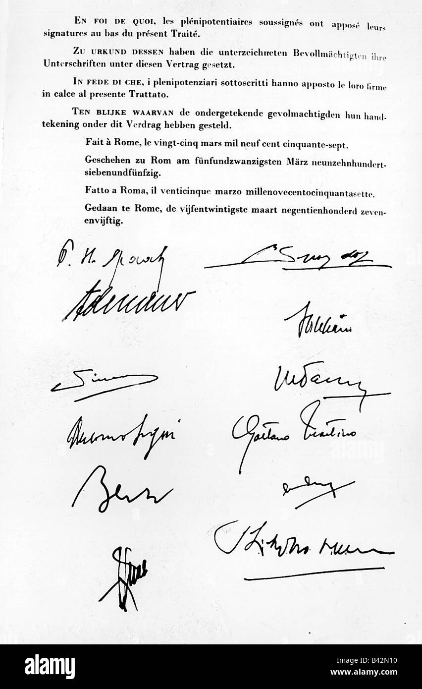 Politik, Konferenz, Vertrag von Rom, Unterschriften, 25.3.1957, Stockfoto