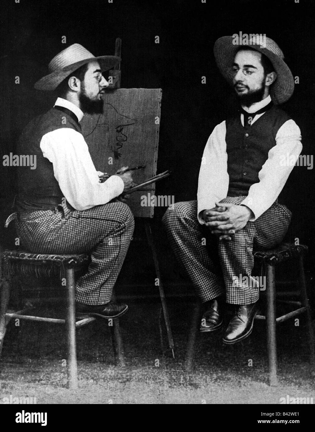 Touloure-Lautrec, Henri de, 24.11.1864 - 9.9.1901, französischer Künstler, als eigenes Modell, Fotomontage von Gilbert, Stockfoto