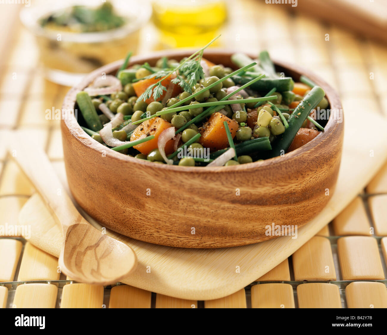 Gemüsesalat mit Sauce Gribiche gekocht Stockfoto