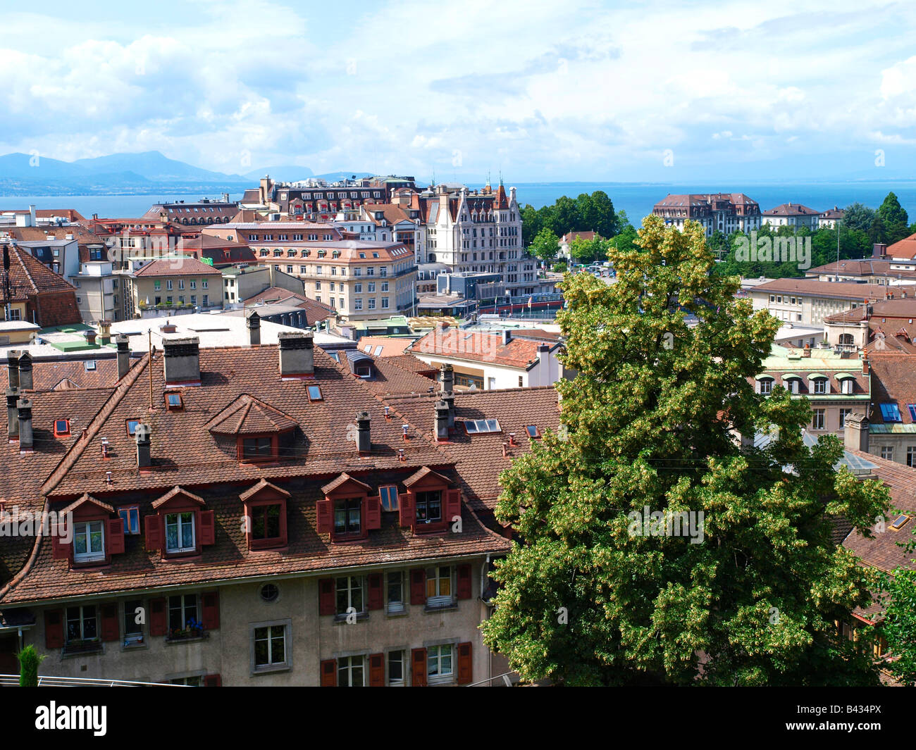Blick auf die Stadt Lausanne, Schweiz Stockfoto