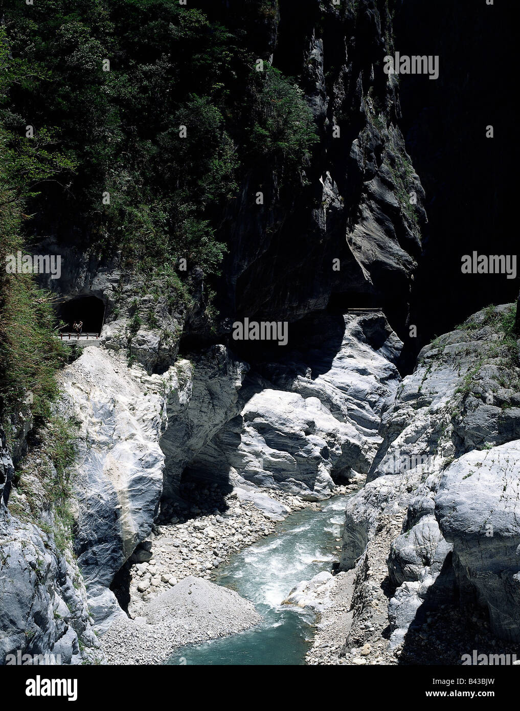Geographie / Reisen, Taiwan, Taroko (Mamor), Schlucht, schluckt schlucken, Höhlen, Höhle, Höhlen, Fluss Stockfoto