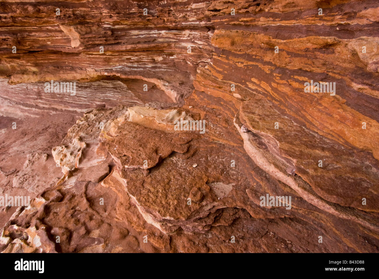 Schichten aus Tumblagooda Sandstein im Kalbarri National Park in Westaustralien. Stockfoto