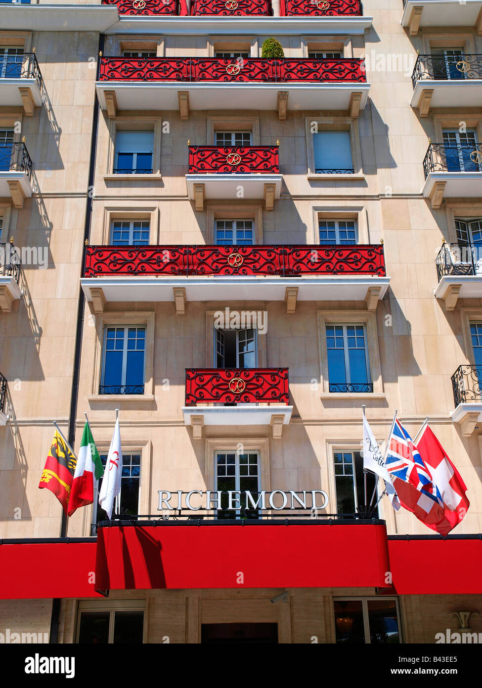 Hotel Richemond, Blick auf die Stadt von Genf, Schweiz Stockfoto