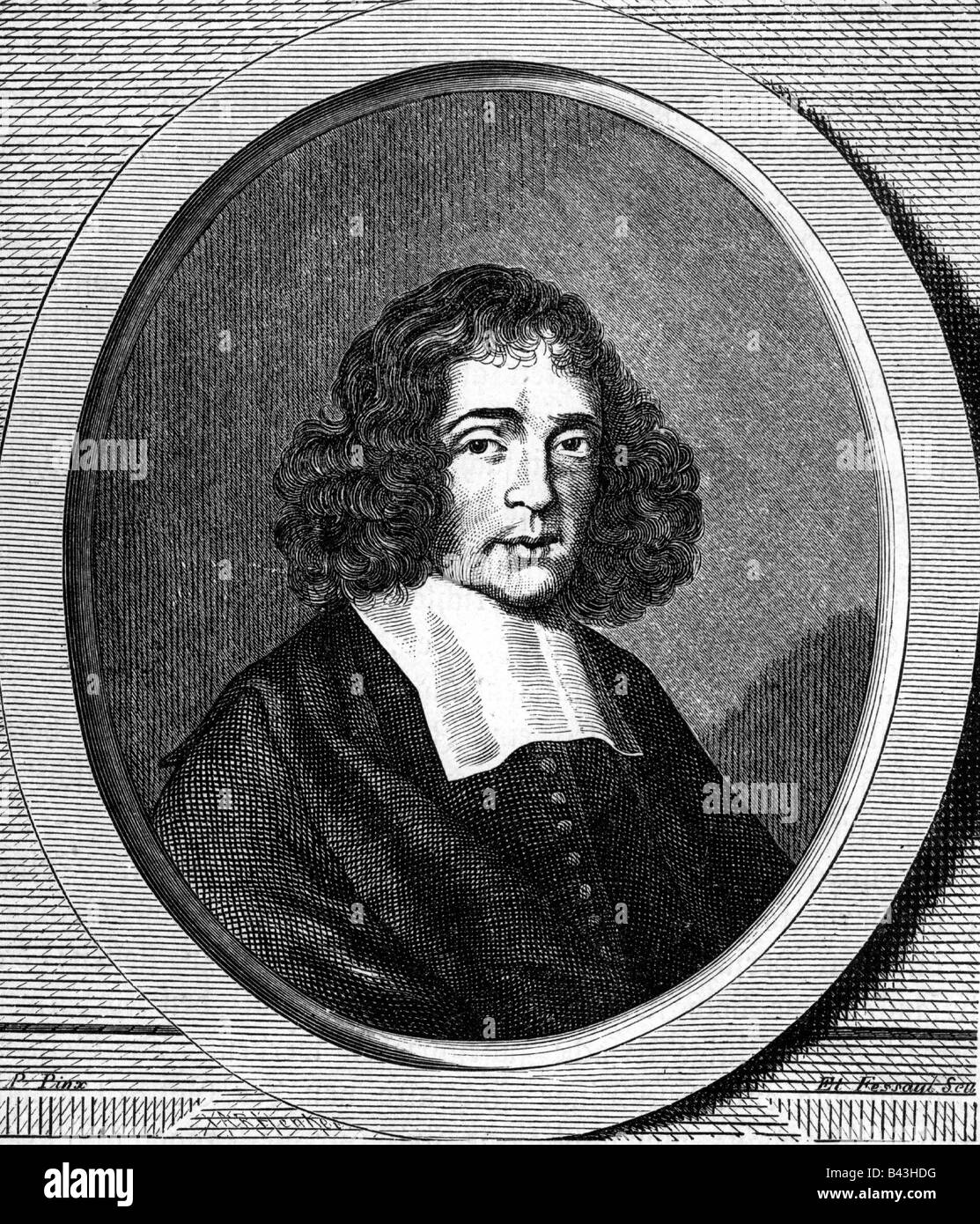 Spinoza, Benedictus (Baruch) de, 24.11.1632 - 21.2.1677, deutscher Philosoph, Porträt, Kupferstich, von Etienne Fessard (1714-1774), Artist's Urheberrecht nicht gelöscht werden Stockfoto