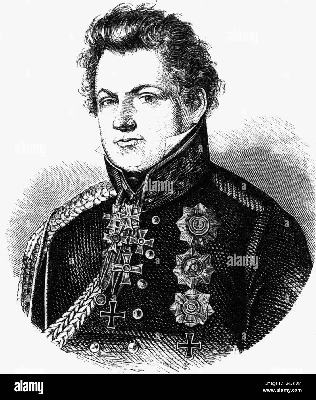 Gneisenau, August Wilhelm Graf Neidhardt von, 27.10.60 - 23.8.1831, preussischer General, Porträt, in Uniform, Holzgravur, 19. Jahrhundert, Stockfoto