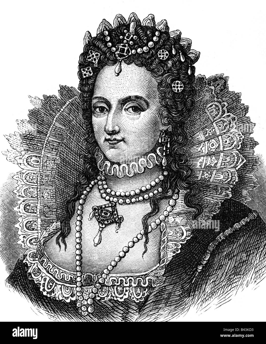 Elizabeth I, 7.9.1533 - 24.3.1603, Königin von England seit dem 17.11.1558, Porträt, Holzstich, 19. Jahrhundert, nach zeitgenössischen Malerei, Artist's Urheberrecht nicht gelöscht werden Stockfoto